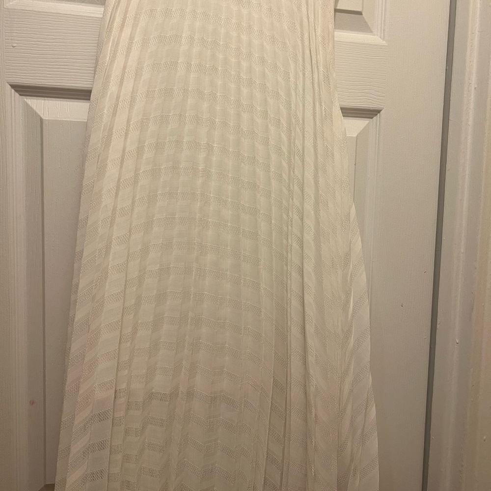 Victoria Beckham Cream Maxi Pleated A-Line Skirt